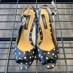 Ann Taylor Black and White Polka Dot Heels